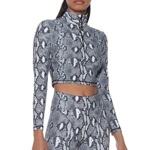 Adam Selman Sport Snake-print Stretch-jersey Crop Top